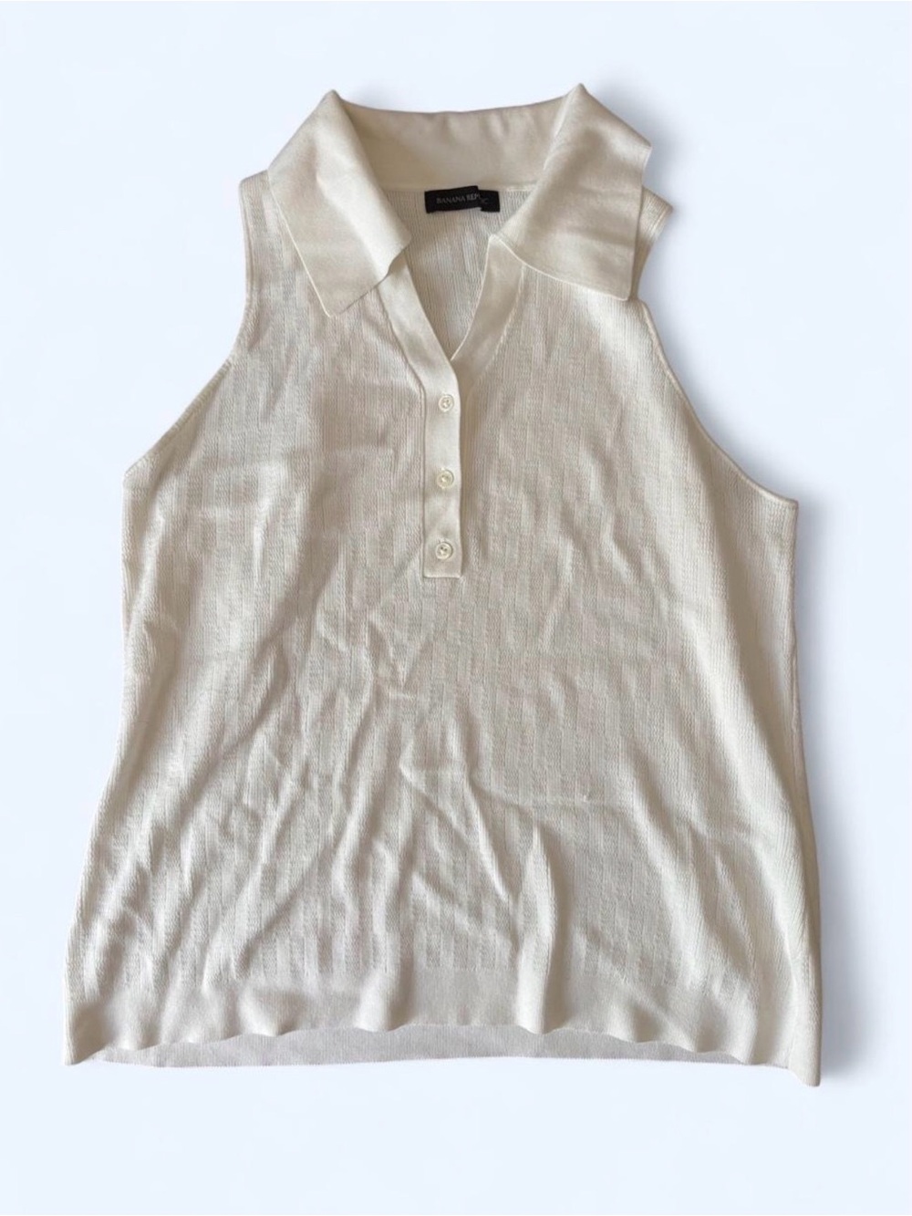 Banana Republic Cream Sleeveless Polo Shell